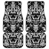 Black And White Damask Pattern Print Front and Back Car Floor Mats