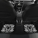 Black And White Damask Pattern Print Front and Back Car Floor Mats