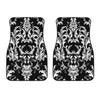 Black And White Damask Pattern Print Front Car Floor Mats