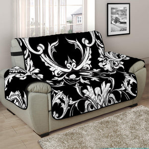 Black And White Damask Pattern Print Half Sofa Protector