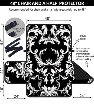 Black And White Damask Pattern Print Half Sofa Protector