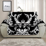 Black And White Damask Pattern Print Half Sofa Protector