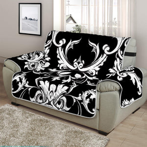 Black And White Damask Pattern Print Half Sofa Protector