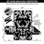 Black And White Damask Pattern Print Half Sofa Protector