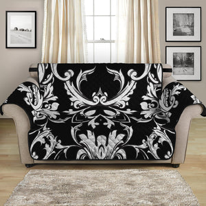 Black And White Damask Pattern Print Loveseat Protector