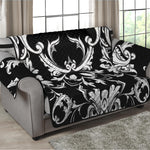 Black And White Damask Pattern Print Loveseat Protector