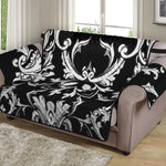 Black And White Damask Pattern Print Loveseat Protector