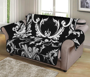 Black And White Damask Pattern Print Loveseat Protector