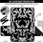 Black And White Damask Pattern Print Loveseat Protector