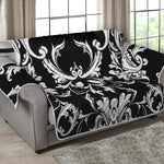 Black And White Damask Pattern Print Loveseat Protector