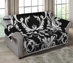 Black And White Damask Pattern Print Loveseat Protector