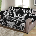 Black And White Damask Pattern Print Loveseat Protector