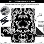 Black And White Damask Pattern Print Loveseat Protector