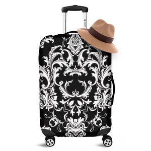 Black And White Damask Pattern Print Luggage Cover