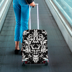 Black And White Damask Pattern Print Luggage Cover