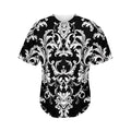 Black And White Damask Pattern Print Men's Baseball Jersey