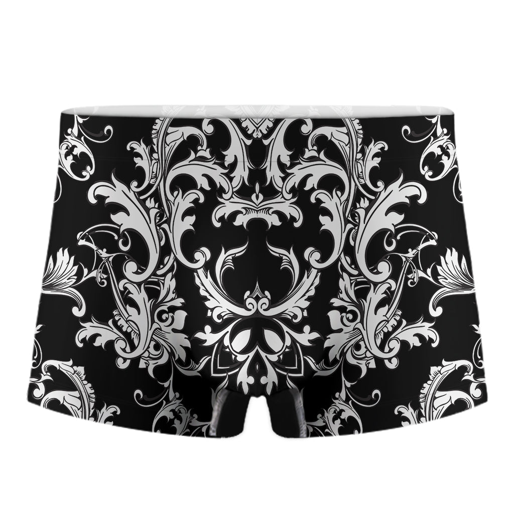 Black And White Damask Pattern Print Men's Boxer Briefs