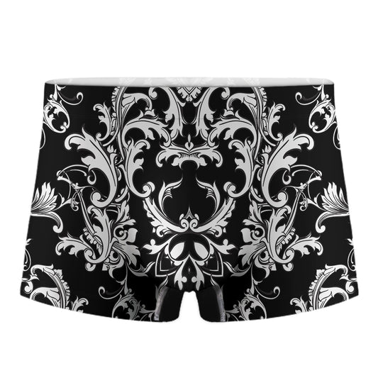 Black And White Damask Pattern Print Men's Boxer Briefs