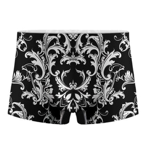 Black And White Damask Pattern Print Men's Boxer Briefs