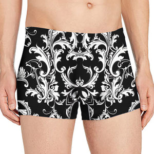 Black And White Damask Pattern Print Men's Boxer Briefs