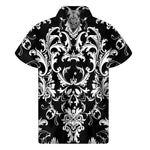 Black And White Damask Pattern Print Men's Short Sleeve Shirt