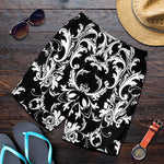 Black And White Damask Pattern Print Men's Shorts