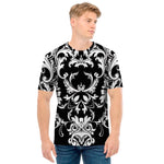 Black And White Damask Pattern Print Men's T-Shirt