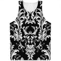 Black And White Damask Pattern Print Men's Tank Top