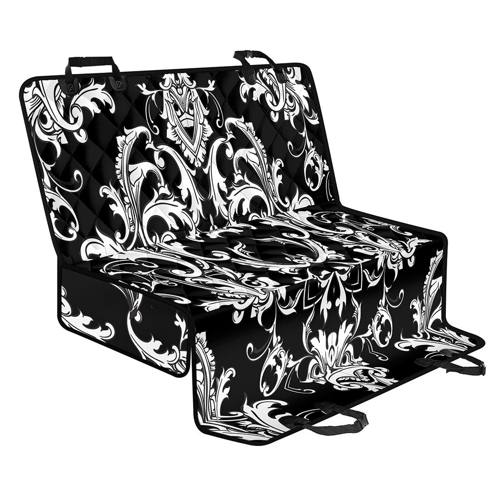 Black And White Damask Pattern Print Pet Car Back Seat Cover
