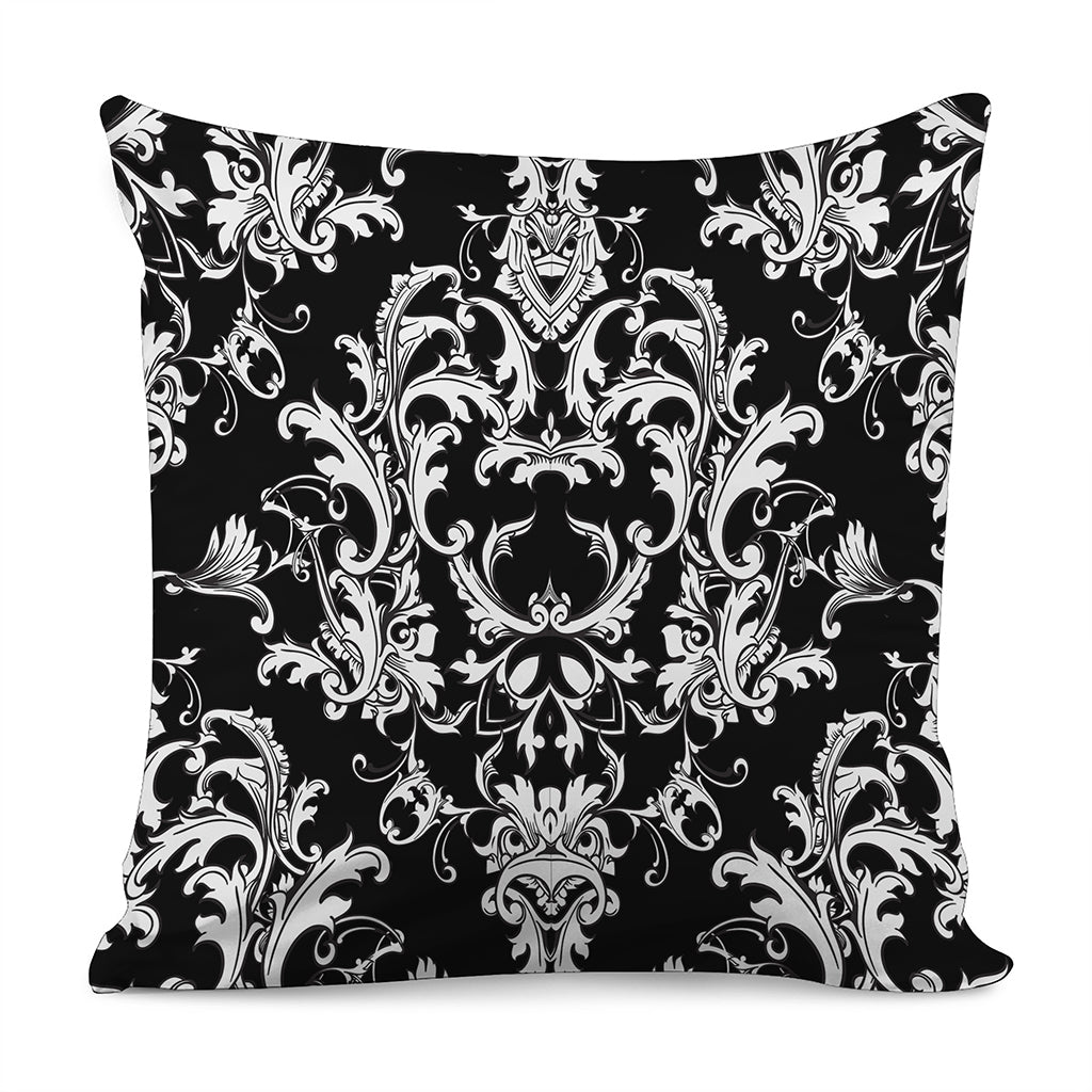 Black And White Damask Pattern Print Pillow Cover