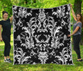 Black And White Damask Pattern Print Quilt
