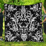 Black And White Damask Pattern Print Quilt