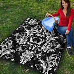 Black And White Damask Pattern Print Quilt