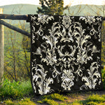 Black And White Damask Pattern Print Quilt