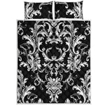 Black And White Damask Pattern Print Quilt Bed Set