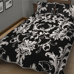 Black And White Damask Pattern Print Quilt Bed Set