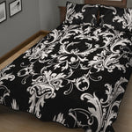 Black And White Damask Pattern Print Quilt Bed Set