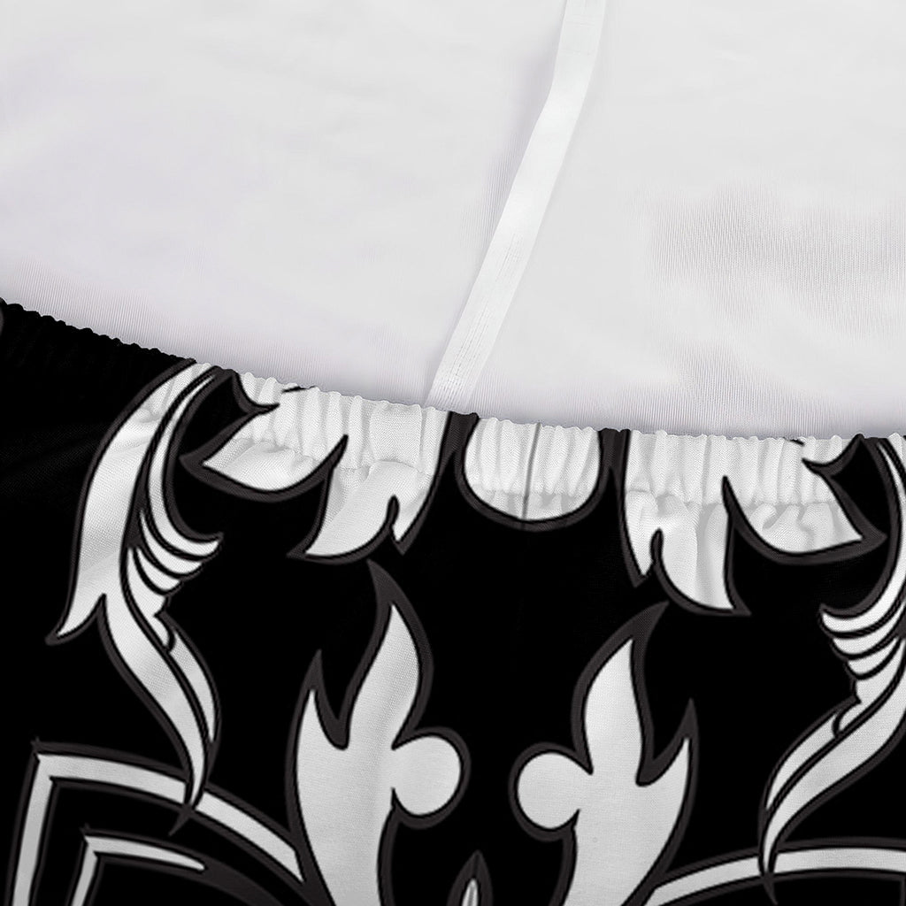Black And White Damask Pattern Print Sofa Cover
