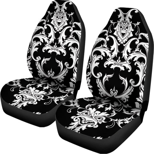 Black And White Damask Pattern Print Universal Fit Car Seat Covers