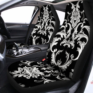 Black And White Damask Pattern Print Universal Fit Car Seat Covers