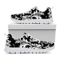 Black And White Damask Pattern Print White Running Shoes