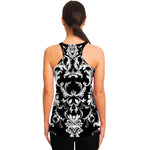 Black And White Damask Pattern Print Women's Racerback Tank Top