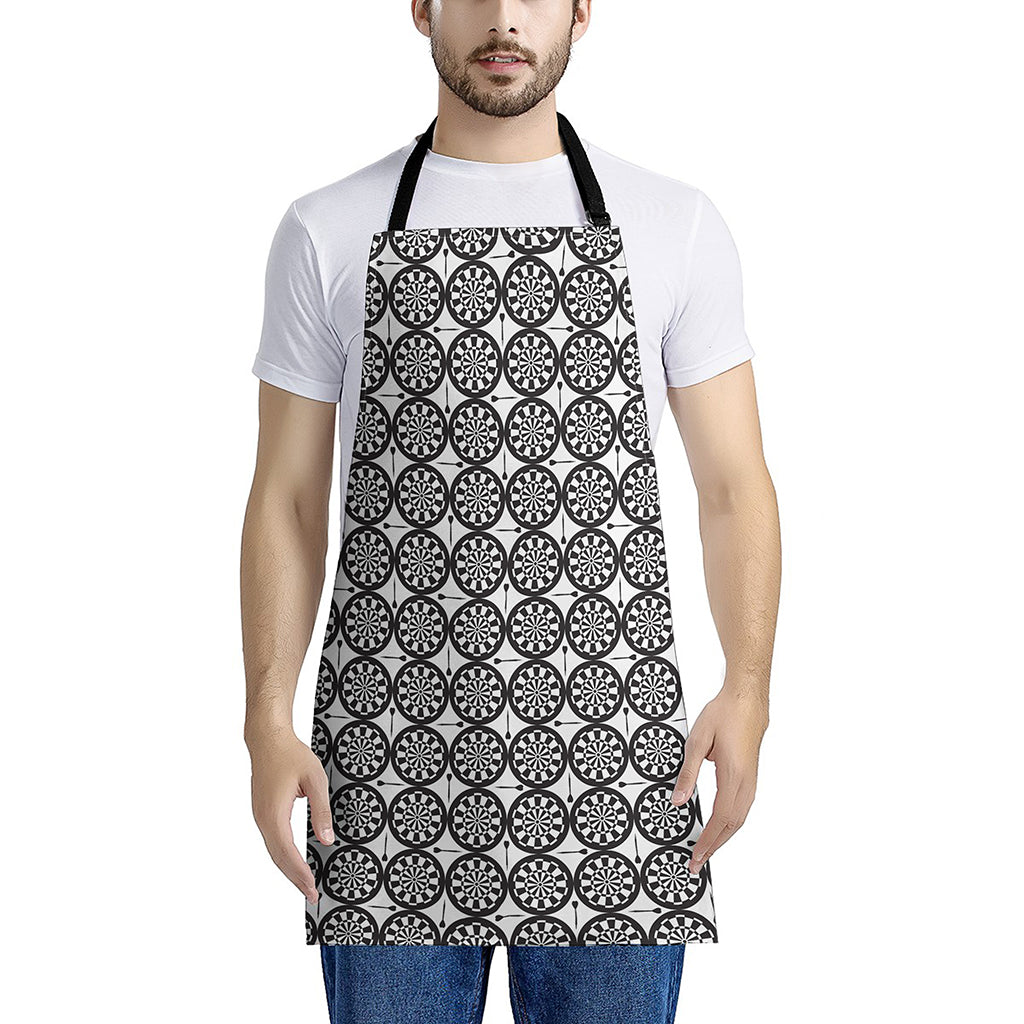 Black And White Dartboard Pattern Print Apron