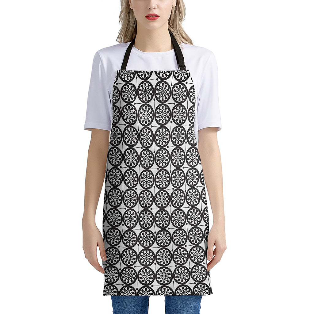 Black And White Dartboard Pattern Print Apron