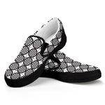 Black And White Dartboard Pattern Print Black Slip On Shoes