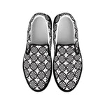 Black And White Dartboard Pattern Print Black Slip On Shoes