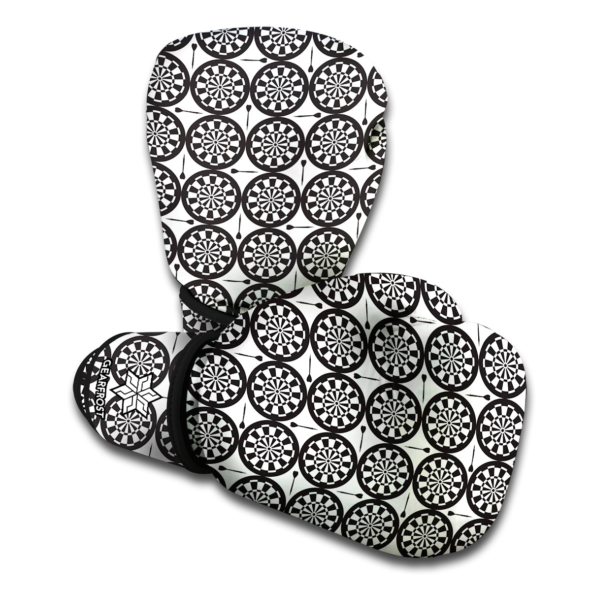 Black And White Dartboard Pattern Print Boxing Gloves