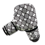 Black And White Dartboard Pattern Print Boxing Gloves