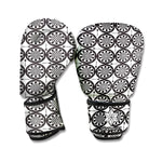 Black And White Dartboard Pattern Print Boxing Gloves