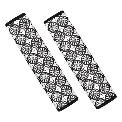 Black And White Dartboard Pattern Print Car Seat Belt Covers